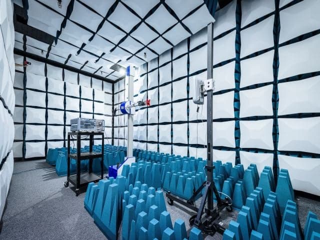 Cityscape with digital network visualization for smart device and connected technologies testing