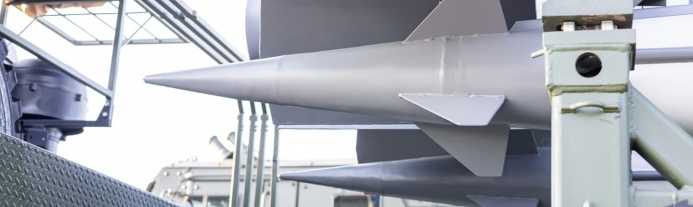 Closeup missiles on military launcher inspection