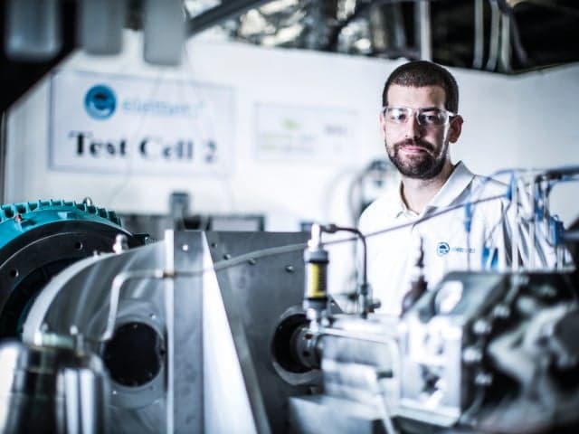 Element testing engineer with hydraulic and pneumatic testing equipment