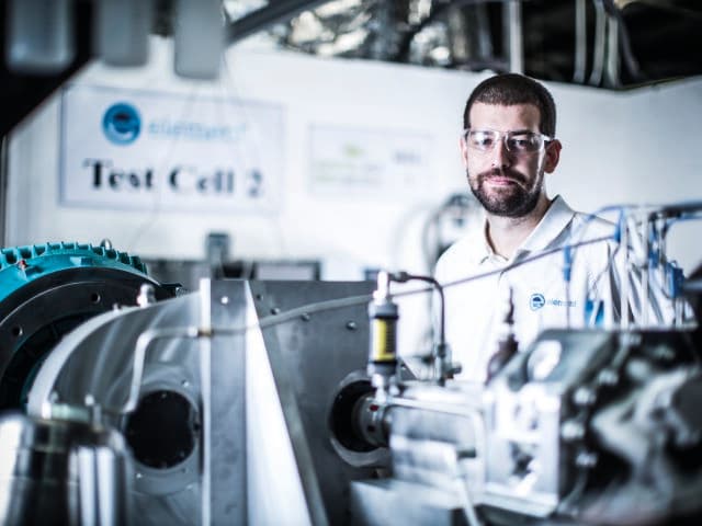 Element testing engineer with hydraulic and pneumatic testing equipment