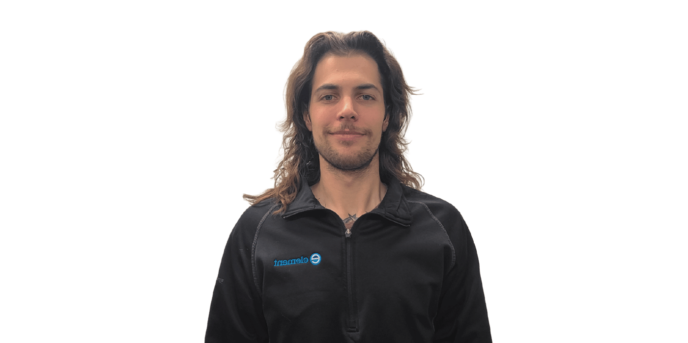 Headshot of Evan Ammidown with Element logo apparel