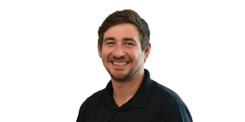 Steven Counts wearing an Element Materials Technology branded shirt