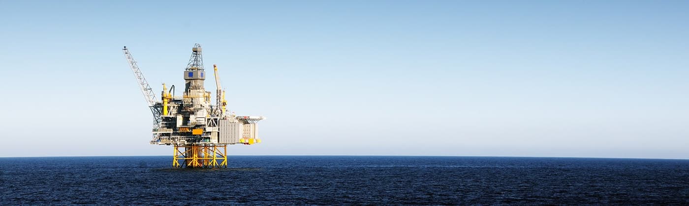 Oil gas offshore platform in the ocean on a clear day