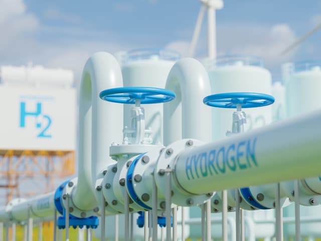 Hydrogen pipeline infrastructure and storage facility used for hydrogen testing and energy transport systems.