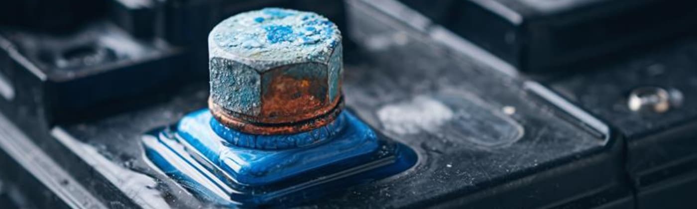 Corroded automotive component in a corrosion testing laboratory