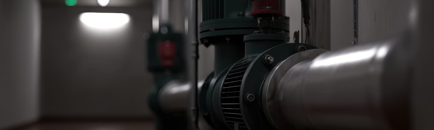 An industrial basement with a pump system