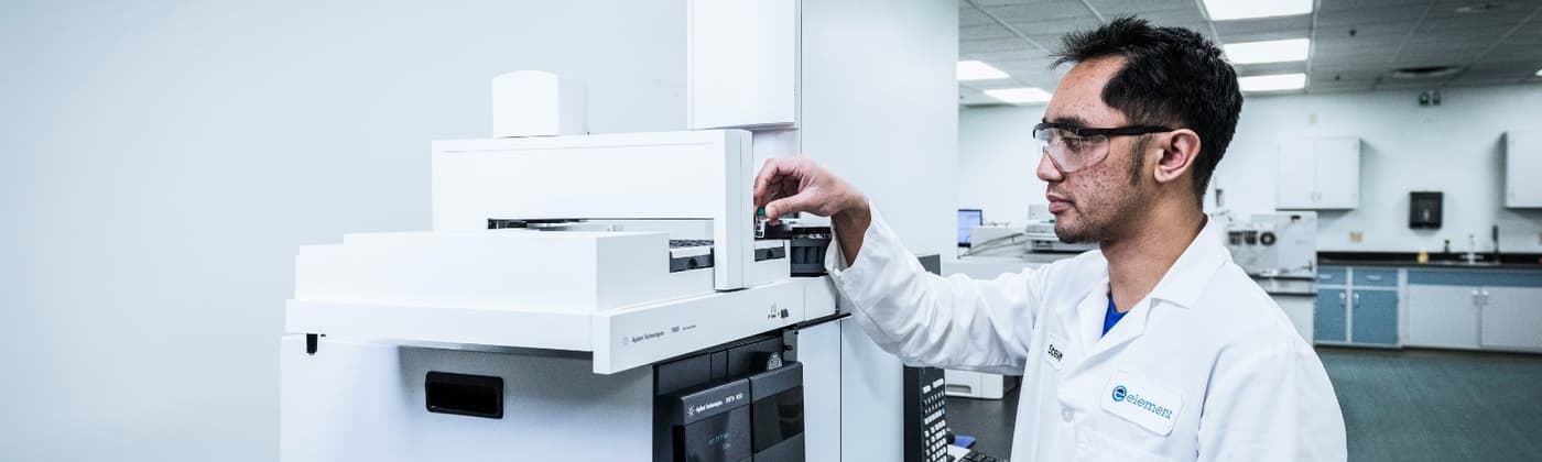 Element laboratory analyst conducting advanced raw materials analysis