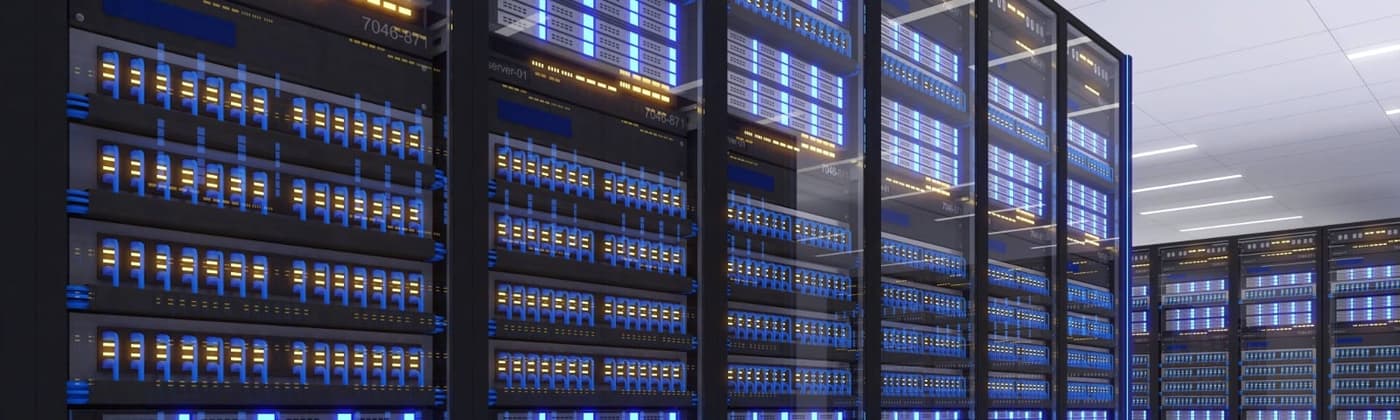 Engineer performing EMC testing on a data center server in an anechoic chamber