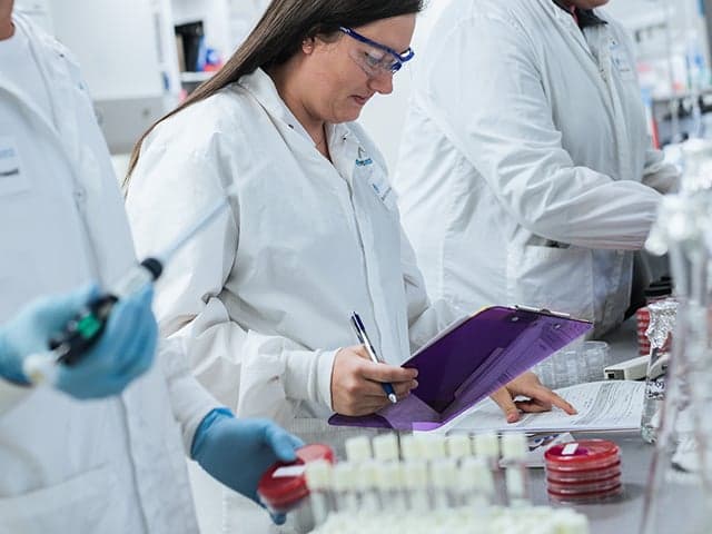 Expert conducting rapid sterility and mycoplasma testing