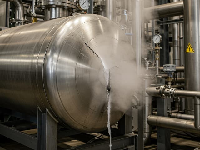 Steel Pressure Vessel releasing steam