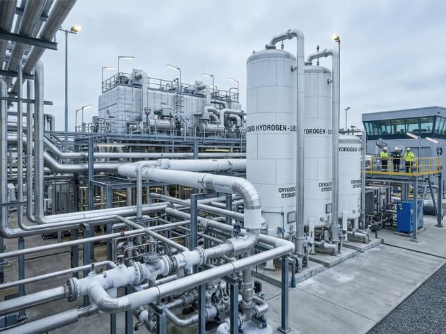 Large-scale hydrogen production and storage facility with complex industrial infrastructure