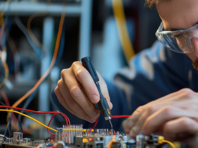 Engineer testing an electrical product for North American certification