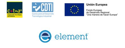 Drum Peel Project Partners including Element Materials Technology, European Union ERDF, CTDI, and Corporación Tecnológica de Andalucía (CTA)
